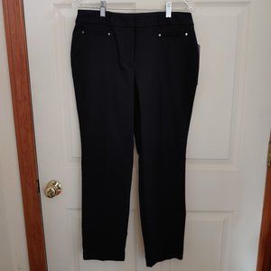NEW Women’s JM Collection Black Cotton/Poly Pants, Slim Leg, Tummy Control, 10P